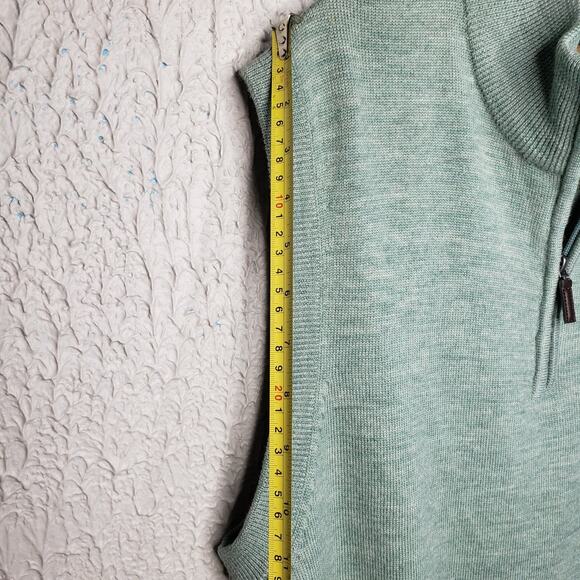Orvis 100% Merino Wool Vest 1/4 Zip Men's Size L Light Green RN 70534 - Picture 11 of 13